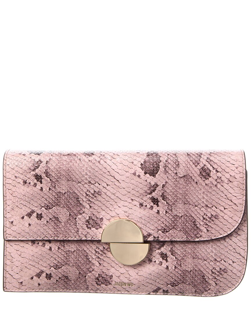 Jason Wu Snake-embossed Leather Clutch In Pink