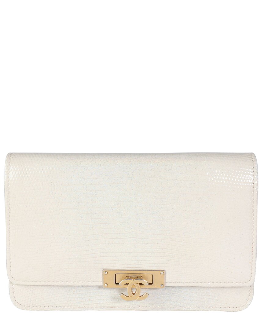 Pre-owned Chanel Beige Lizard Golden Class Wallet On Chain (authentic Pre-loved)