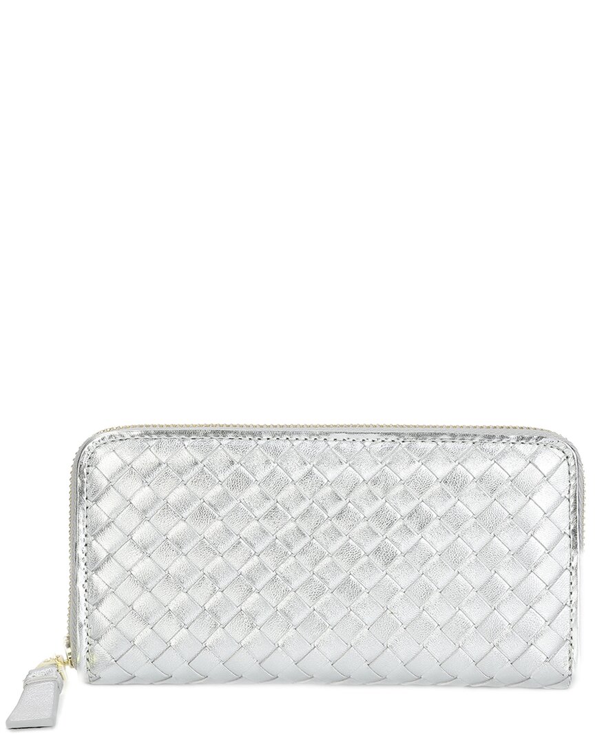 Tiffany & Fred Paris Hand-woven Leather Long Wallet