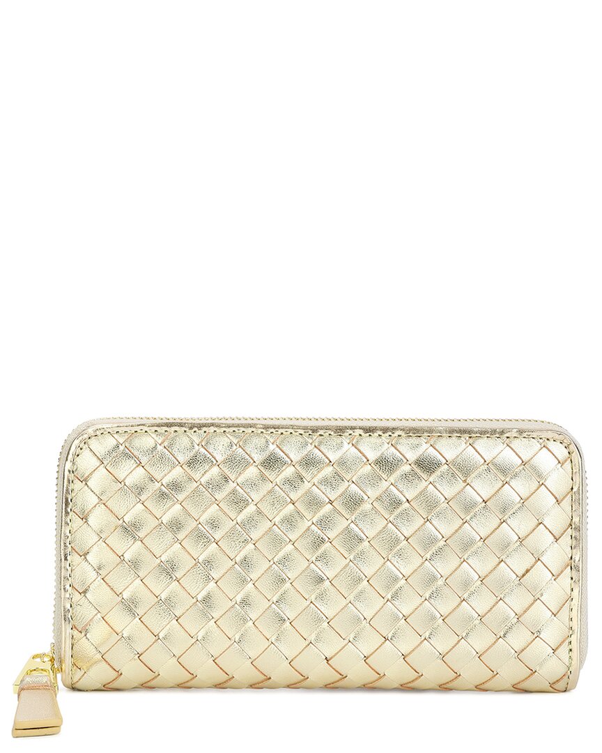 Tiffany & Fred Paris Hand-woven Leather Long Wallet