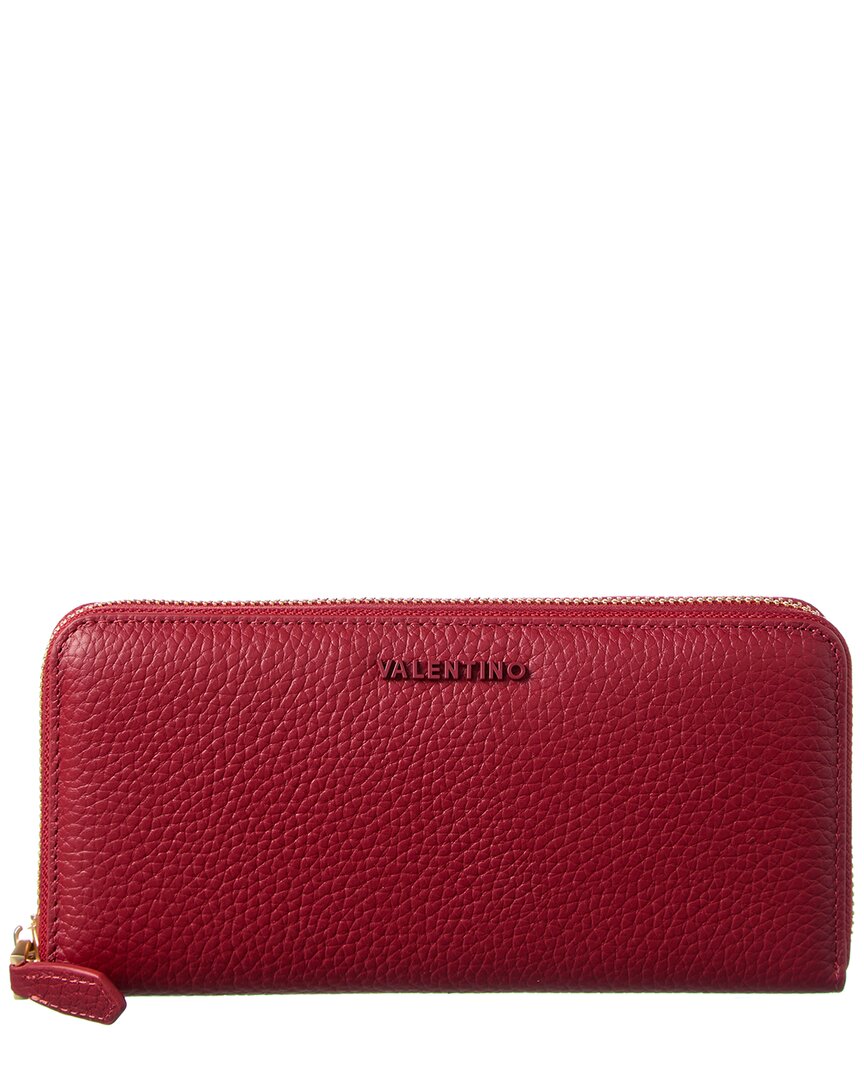 Valentino By Mario Valentino Top-zip Leather Wallet In Red