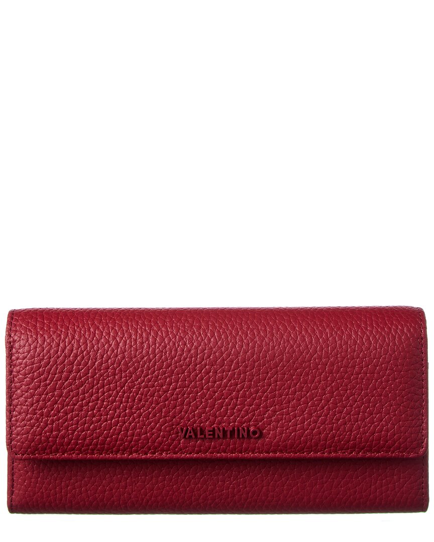 Valentino By Mario Valentino Collins Flap Leather Wallet In Red