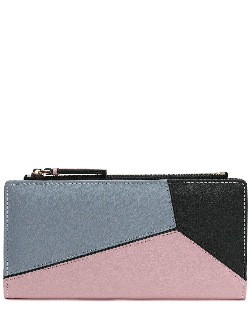 Tiffany & Fred Paris Color-patch Long Leather Wallet