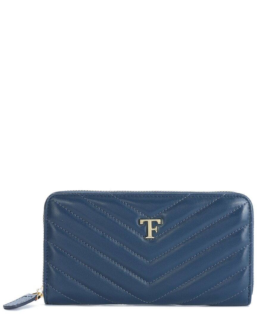 Tiffany & Fred Paris V-shape Quilted Leather Wallet
