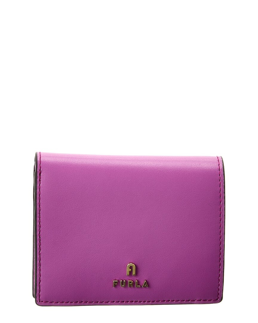 Furla Camelia Small Compact Leather Bifold Coin Wallet In Purple