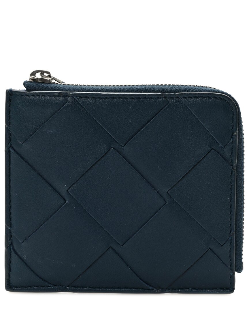 Bottega Veneta Blue Intrecciato Leather Small Wallet (authentic Pre-loved) In Blue