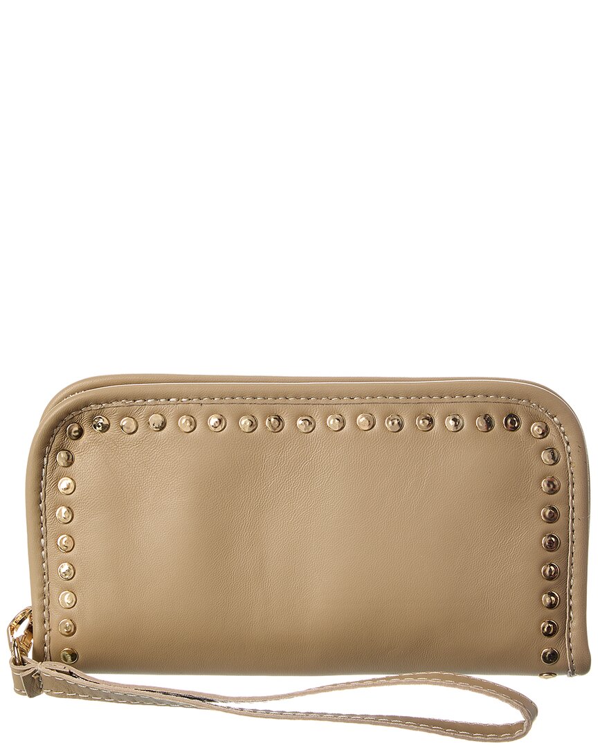 Persaman New York Leona Studded Leather Wallet In Neutral