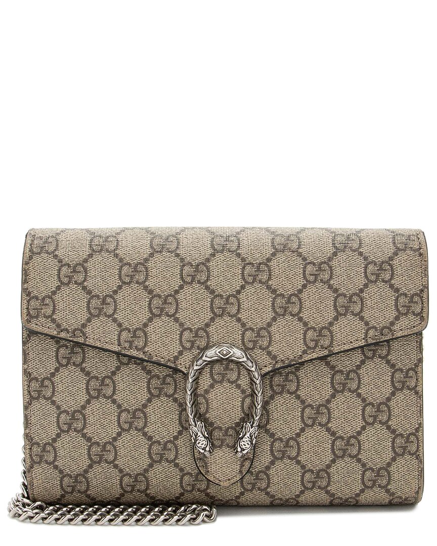 Gucci Brown Gg Supreme Canvas Dionysus Chain Wallet (authentic Pre-loved) In Neutral