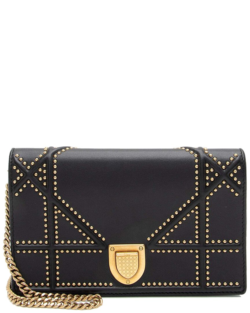 Dior Black Leather Ama Wallet On Chain (authentic Pre-loved)