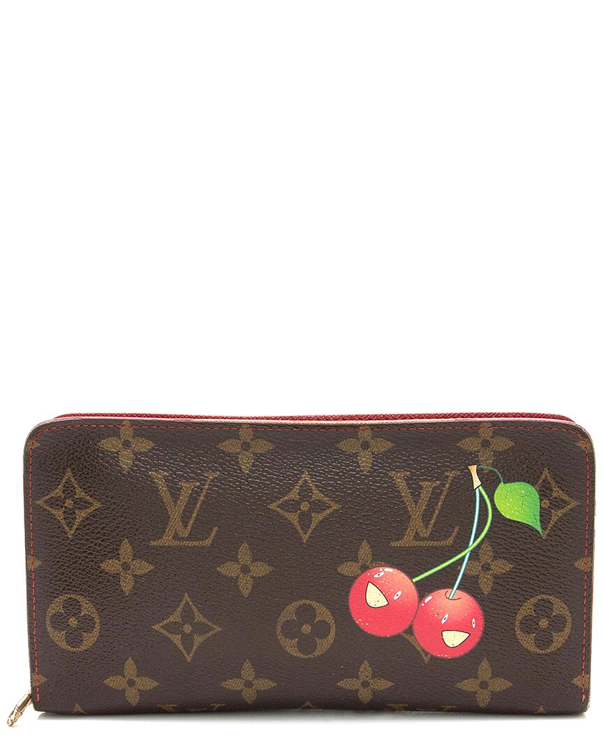 Pre-owned Louis Vuitton Brown Monogram Canvas Limited Edition Cerises Zippy Wallet  (authentic Pre-loved)