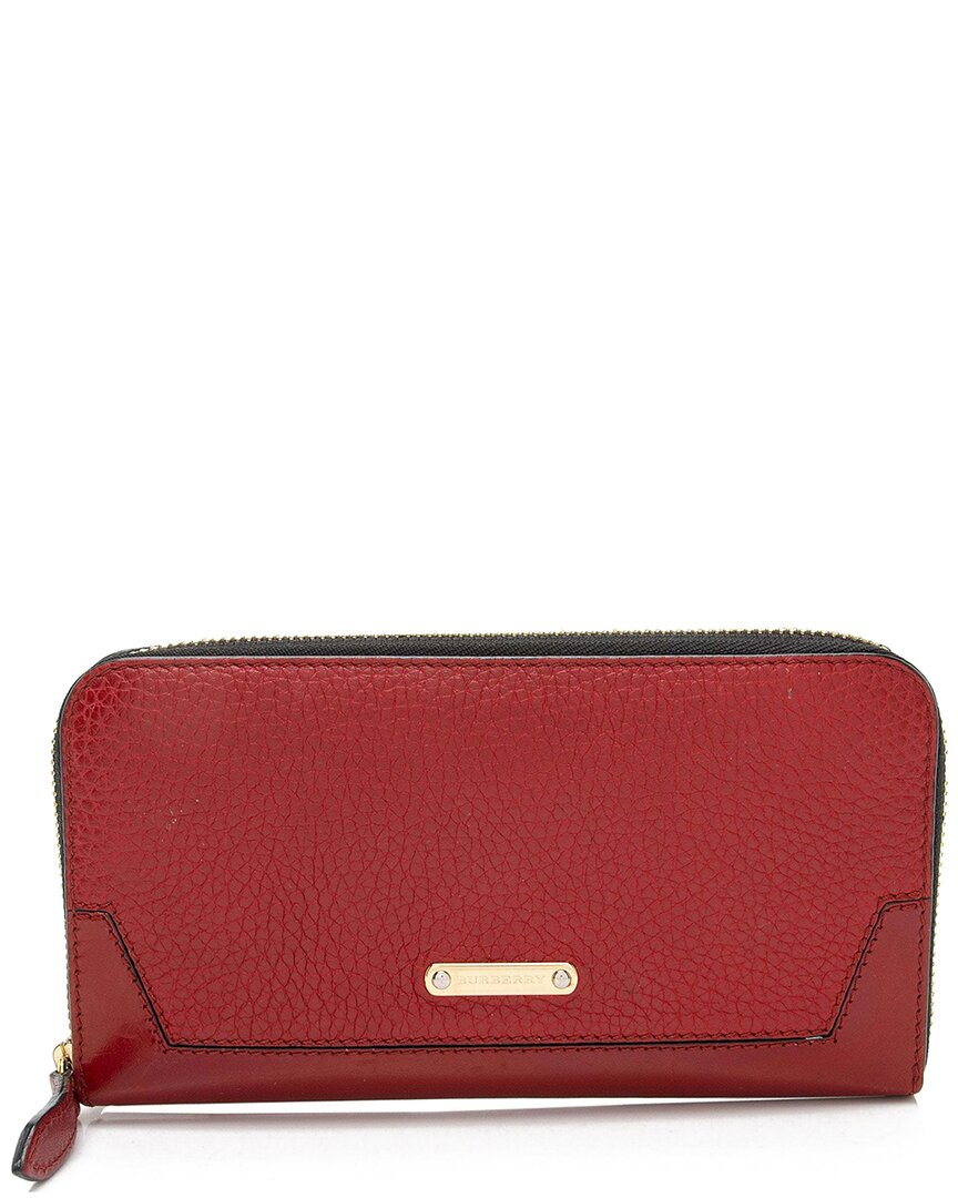 Burberry Red Leather Ziggy Zip Around Wallet (authentic Pre-loved) In Red
