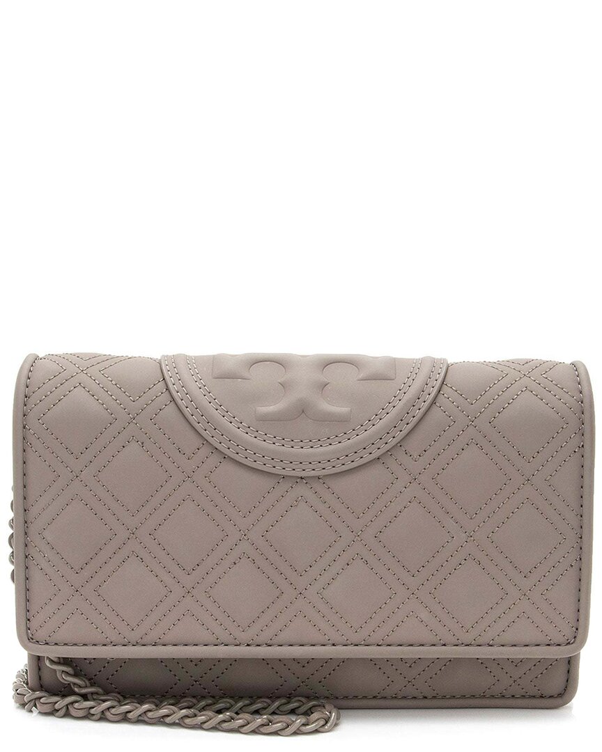 Tory Burch Brown Matte Leather Fleming Soft Wallet On Chain (authentic Pre-  Loved)