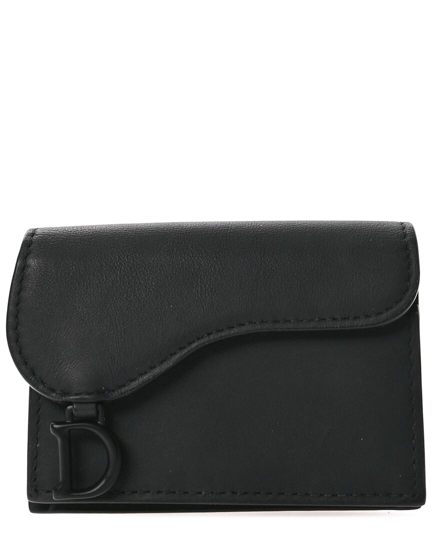 Dior Black Calfskin Leather Ultra Matte Saddle Card Holder (authentic Pre-  Loved)