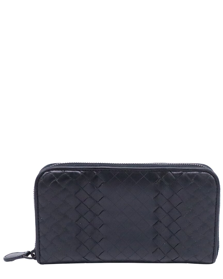 Bottega Veneta Black Intrecciato Leather Zip Around Wallet (authentic Pre-  Loved)