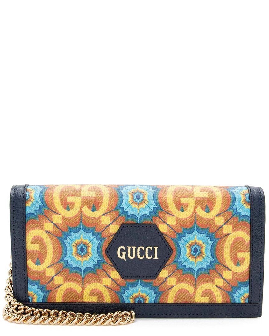 Gucci Blue Gg Kaleidoscope Canvas 100th Anniversary Chain Wallet (authentic  Pre-loved)