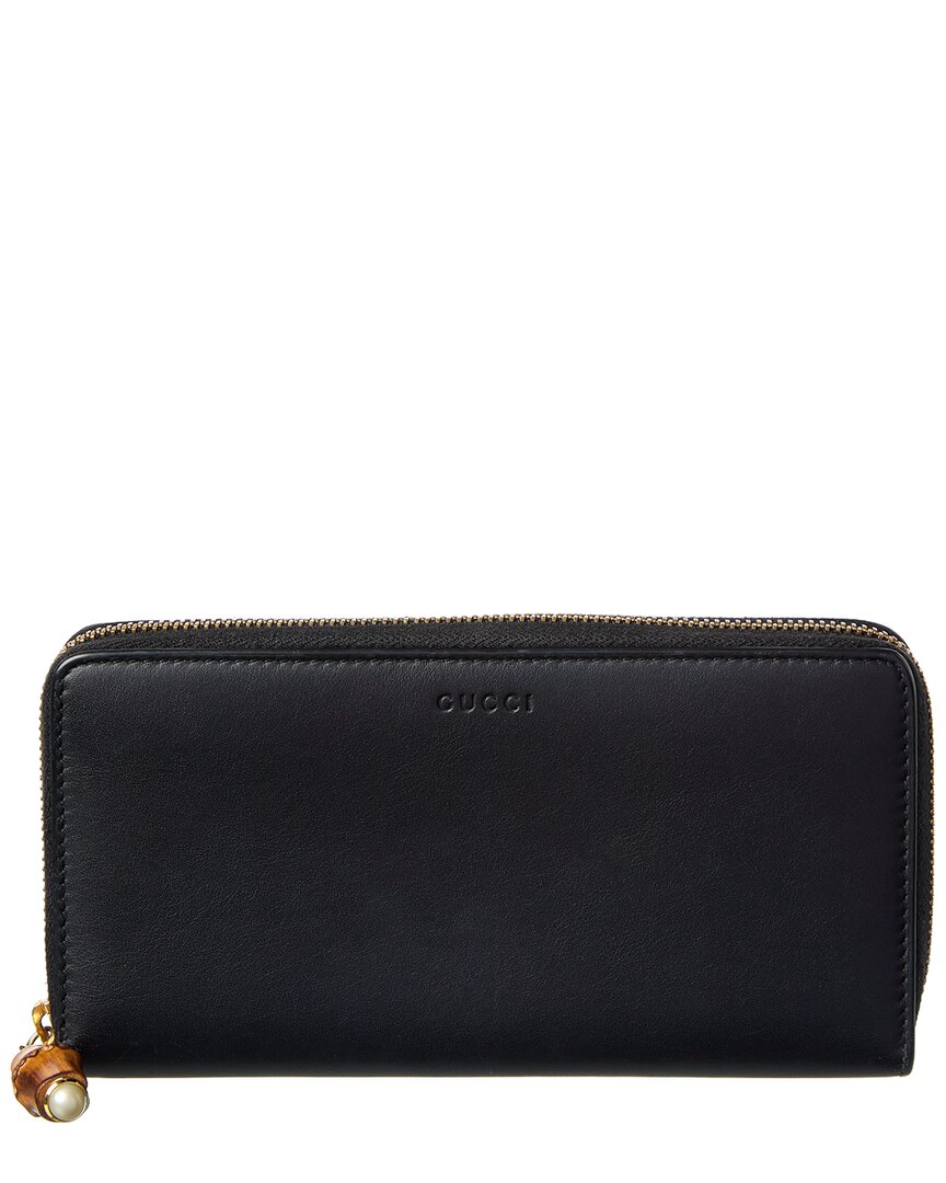 Gucci Black Lambskin Leather Gg Logo Wallet (authentic Pre-loved) In Black