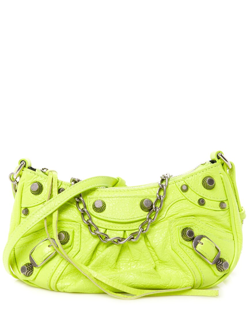 Balenciaga Lime Agneau Arena Le Cagole Mini Purse With Chain (authentic Pre- Loved)