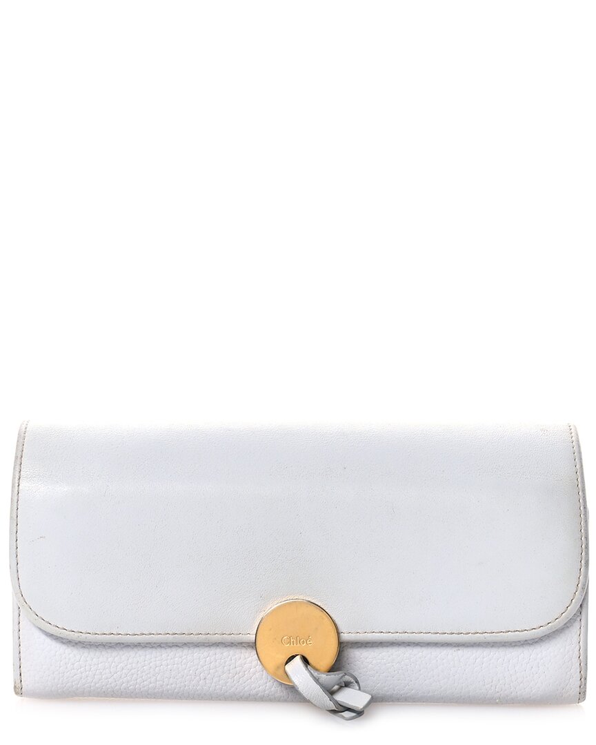 Chloé Cloud Calfskin Indy Long Wallet (authentic Pre-loved) In White