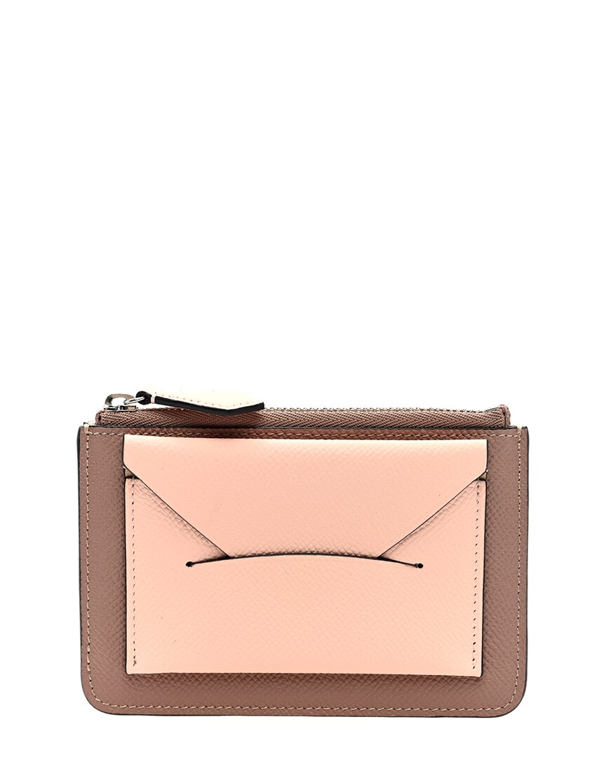 Moyna T Brown Calfskin Carat Envelope Zip Coin Purse (authentic Pre-loved)