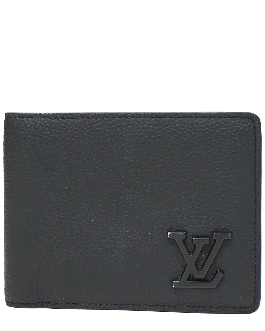 Pre-owned Louis Vuitton Black Cow Leather Aerogram Multiple Wallet (authentic Pre-loved)