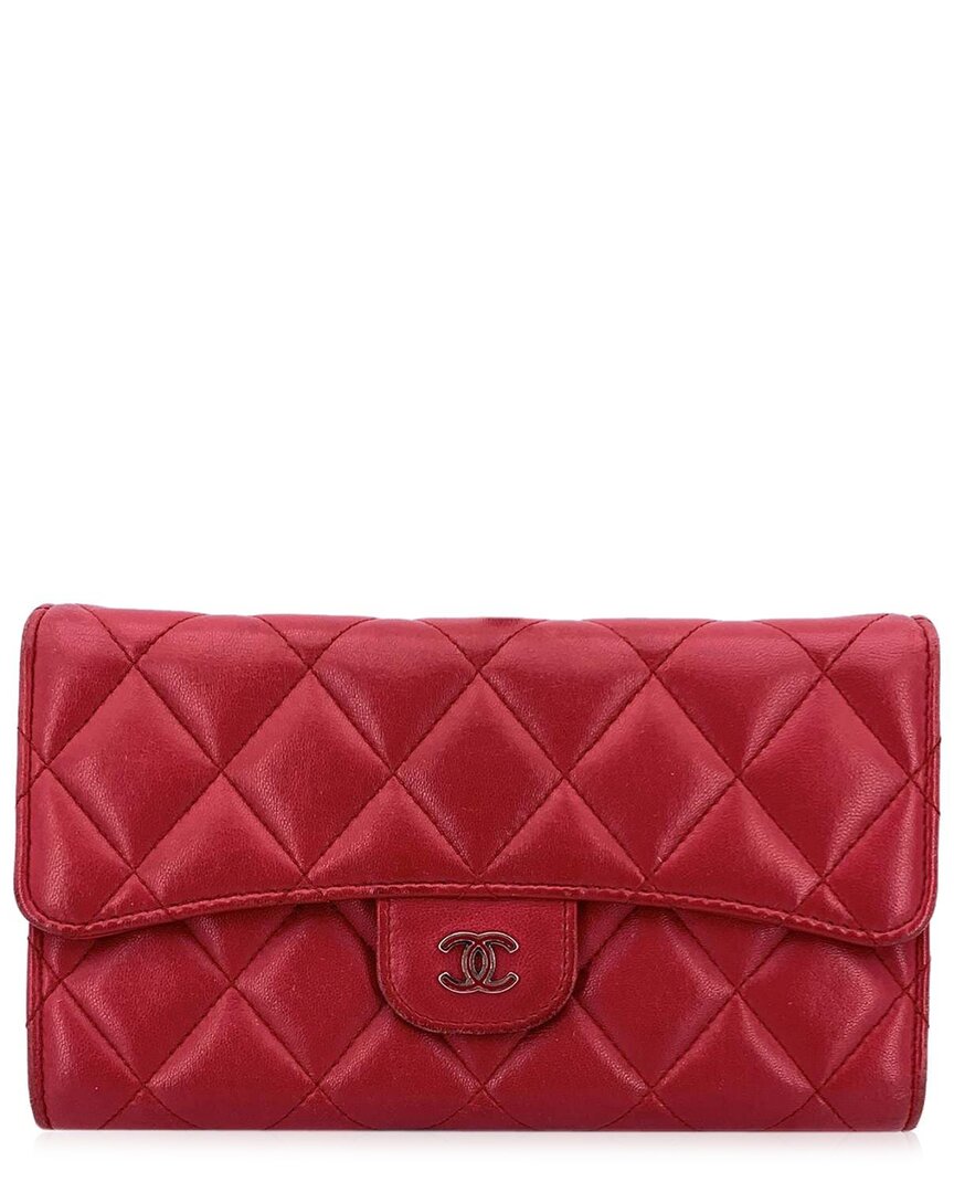 Pre-owned Chanel Red Leather Wallet Timeless/classique (authentic Pre-loved)