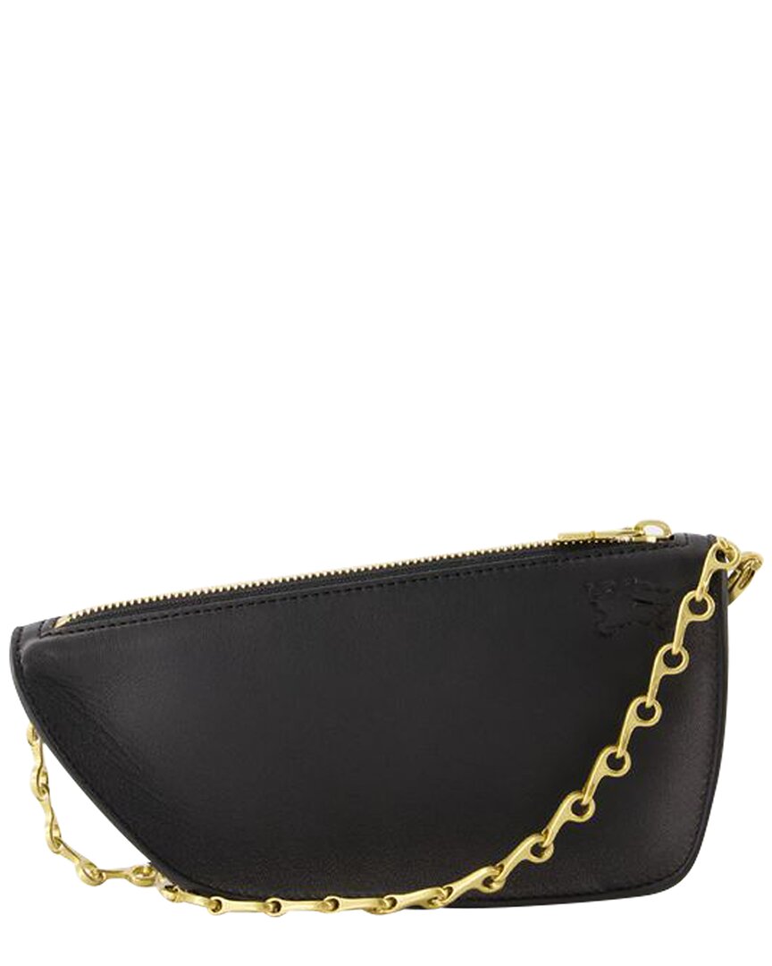Burberry Black Lambskin Leather Micro Shield Wallet On Chain