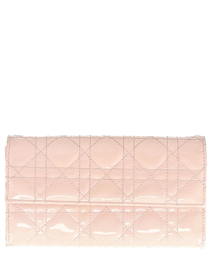Dior Rose Sheep Leather Cannage Quilted Lady Wallet (authentic Pre-loved) In Brown