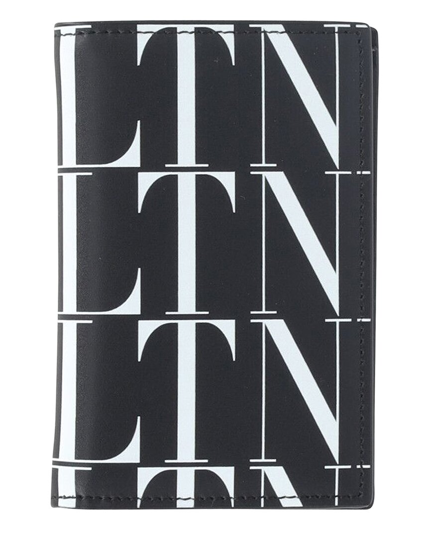 Valentino Garavani Valentino Black Leather Vltn Card Holder (authentic Pre-loved)