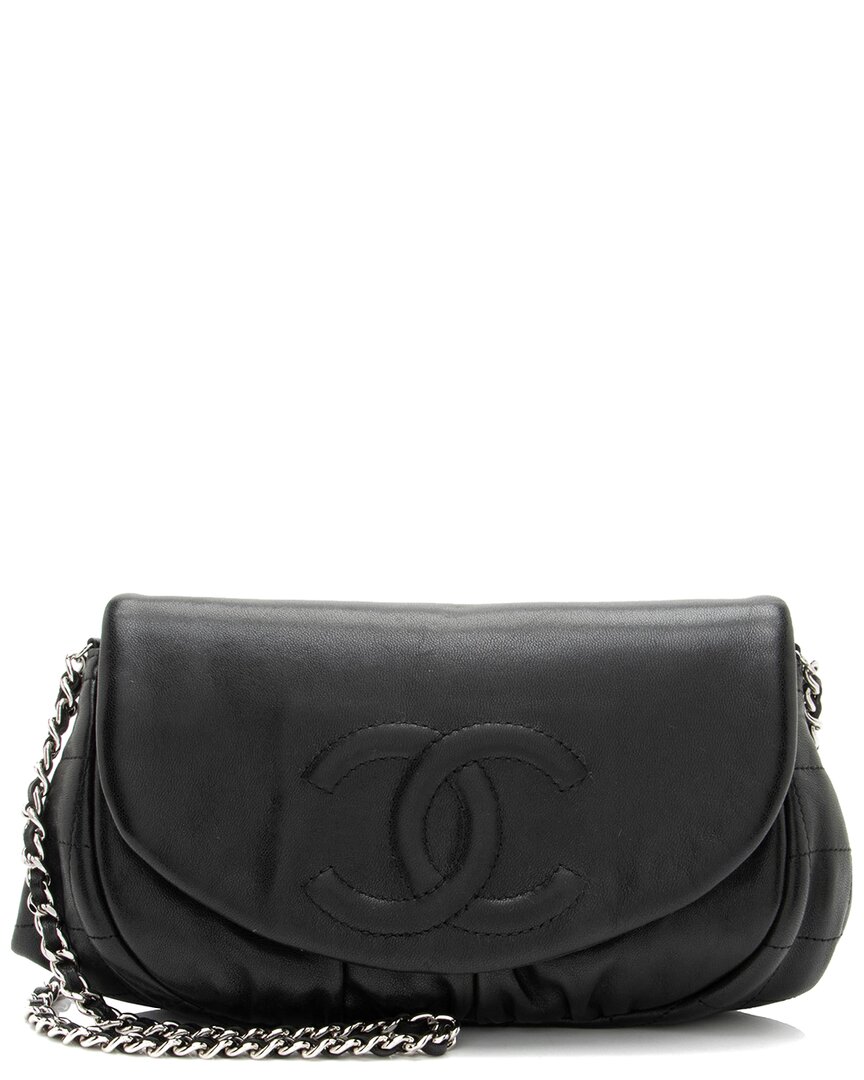 Click to view more detailed imagery on our partner's website Pre-owned Chanel Black Lambskin Half Moon Wallet On Chain (authentic Pre-loved)