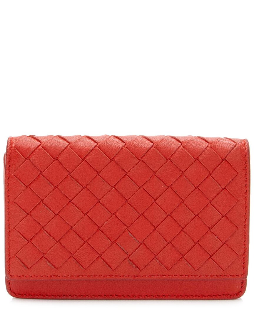 Bottega Veneta Red Intrecciato Leather Bifold Card Case (authentic Pre-loved)