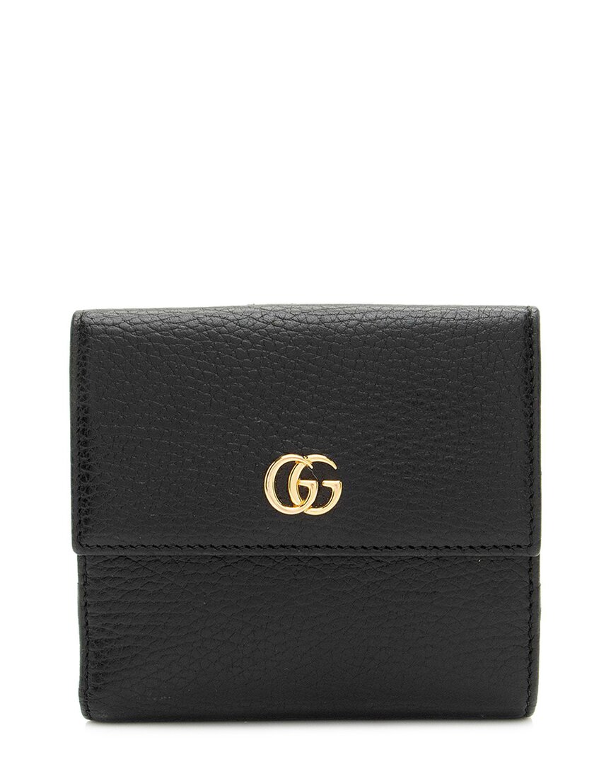 Gucci Black Pebbled Leather Gg Marmont French Wallet (authentic Pre-loved)