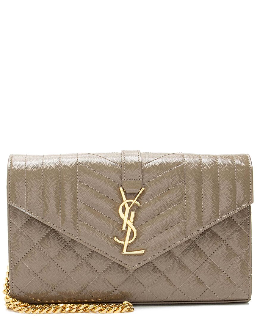 Saint Laurent Mixed Matelasse Grain De Poudre Monogram Chain Wallet (authentic  Pre-loved)