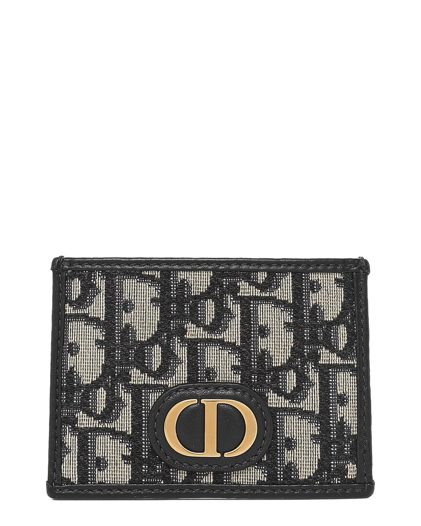 Dior Oblique Leather Card Holder In Black