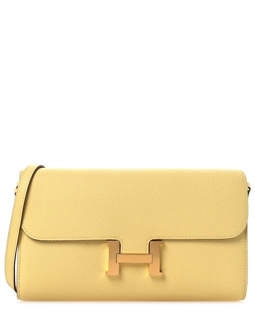 Pre-owned Hermes Hermès Jaune Poussin Epsom Leather Constance Long Wallet (authentic Pre-loved)