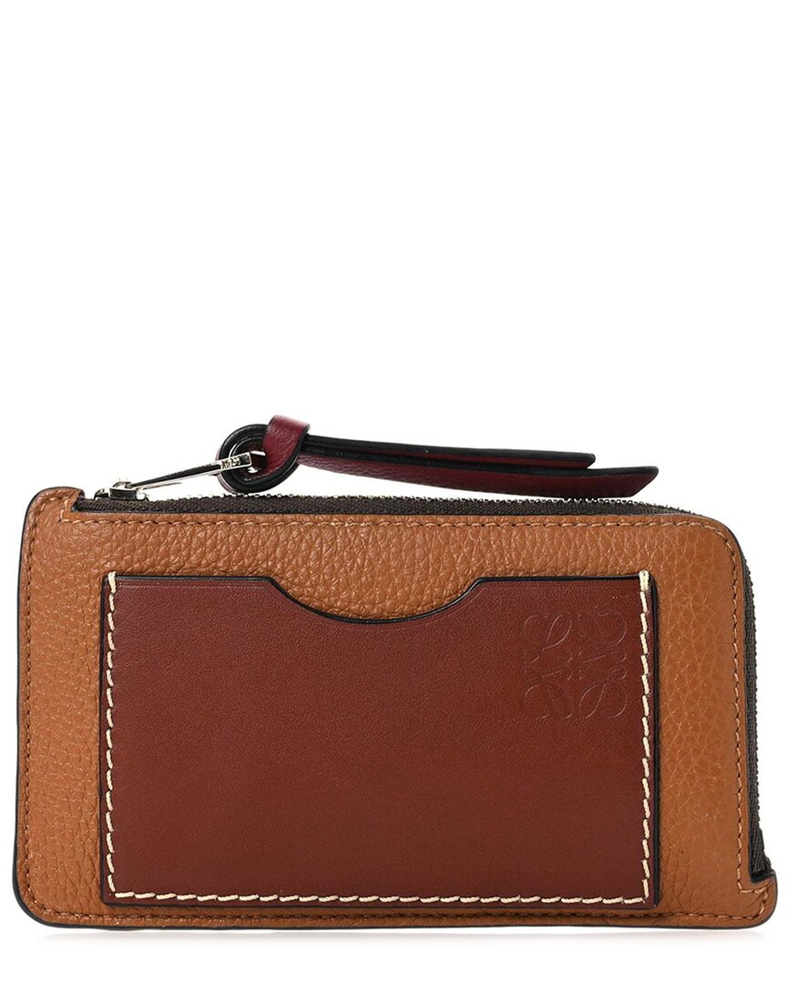 Loewe Light Camel Calfskin Leather Zipped Card Coin Holder (authentic Pre-  Loved) In Brown