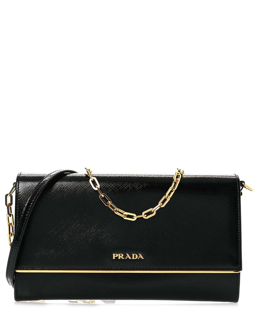 Prada Leather Wallet On Chain In Black