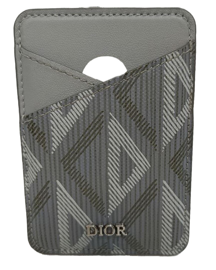 Dior Grey Coated/waterproof Canvas Cd Magnetic Card Holder (authentic Pre-  Loved) In Gray