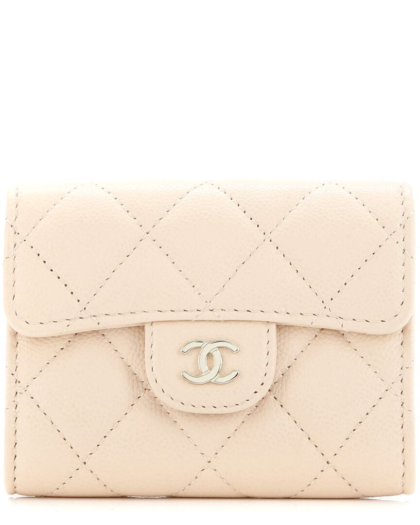 CHANEL Pre-owned Beige Caviar Leather Classic Flap Card Case (authentic Pre-loved)