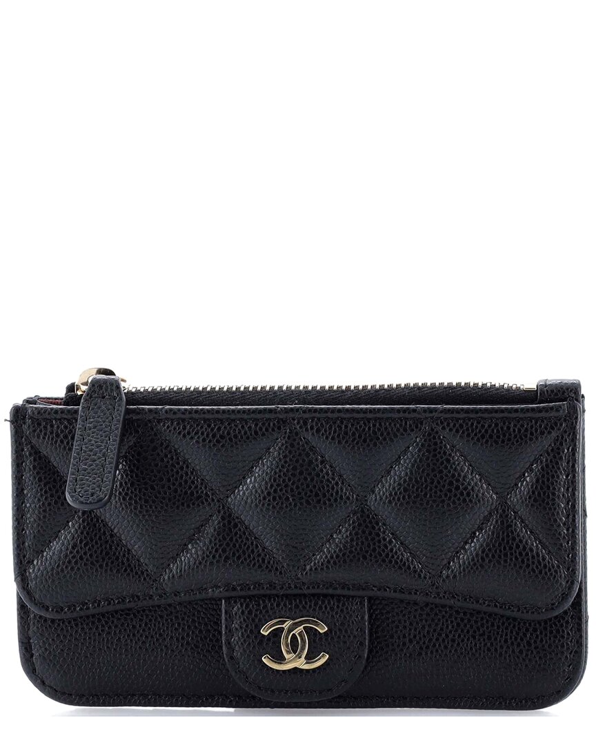CHANEL Pre-owned Black Caviar Leather Flap Zip Card Holder (authentic Pre-loved)
