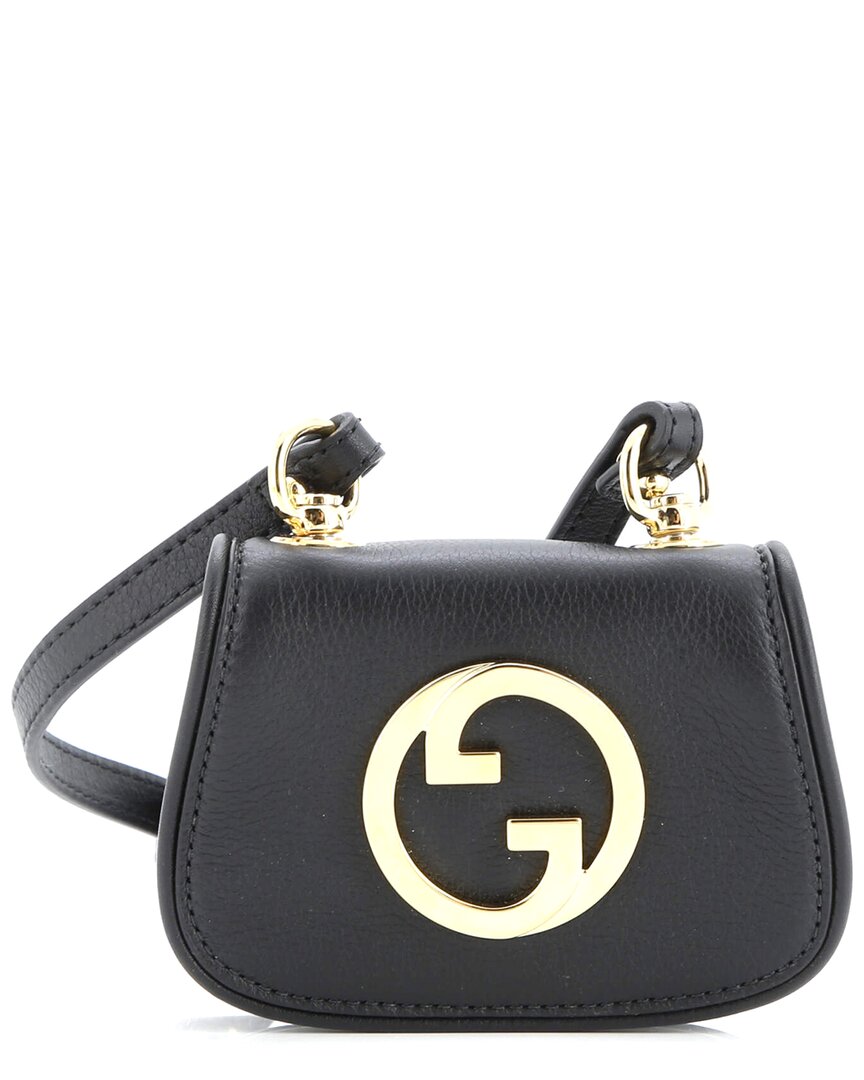 Gucci Black Sheep Leather Blondie Nm Card Case Wallet With Strap (authentic Pre-loved)