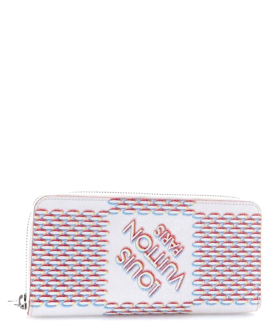 Pre-owned Louis Vuitton Beige Damier Spray Leather Vertical Zippy Wallet Limited Edition  (authentic Pre-loved