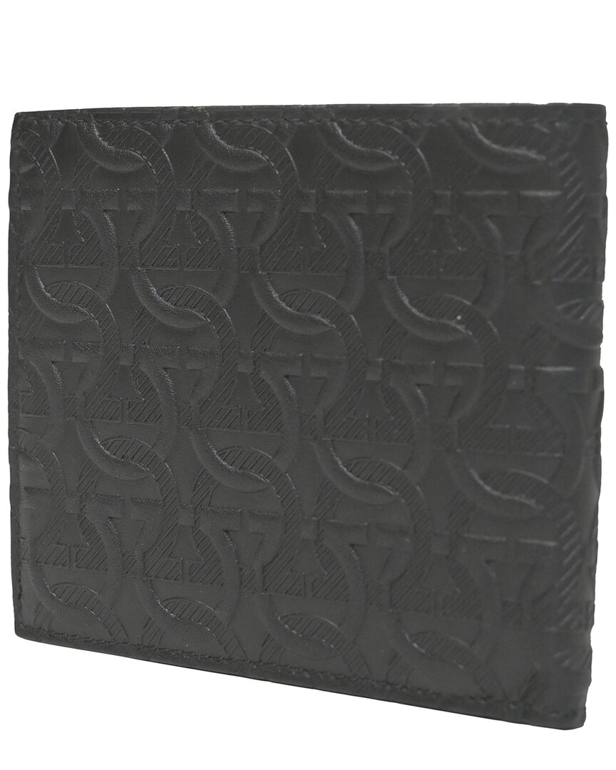 Ferragamo Black Leather Bifold Gancini Wallet (authentic Pre-loved) In Brown