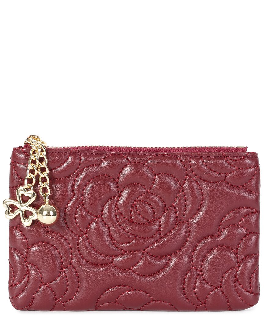 Tiffany & Fred Paris Quilted Leather Coin Purse In Red