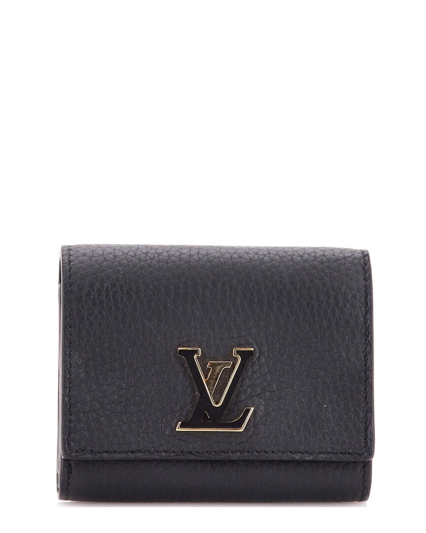 Pre-owned Louis Vuitton Black Taurillon Leather Capucines Wallet Tiny (authentic Pre-  Loved)