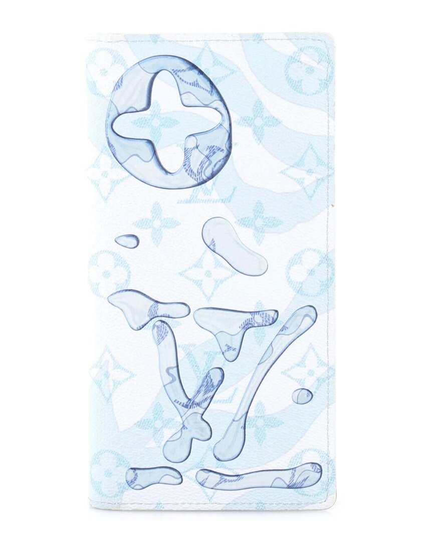 Pre-owned Louis Vuitton Blue Monogram Canvas Brazza Wallet Limited Edition Aquagarden  (authentic Pre-loved)