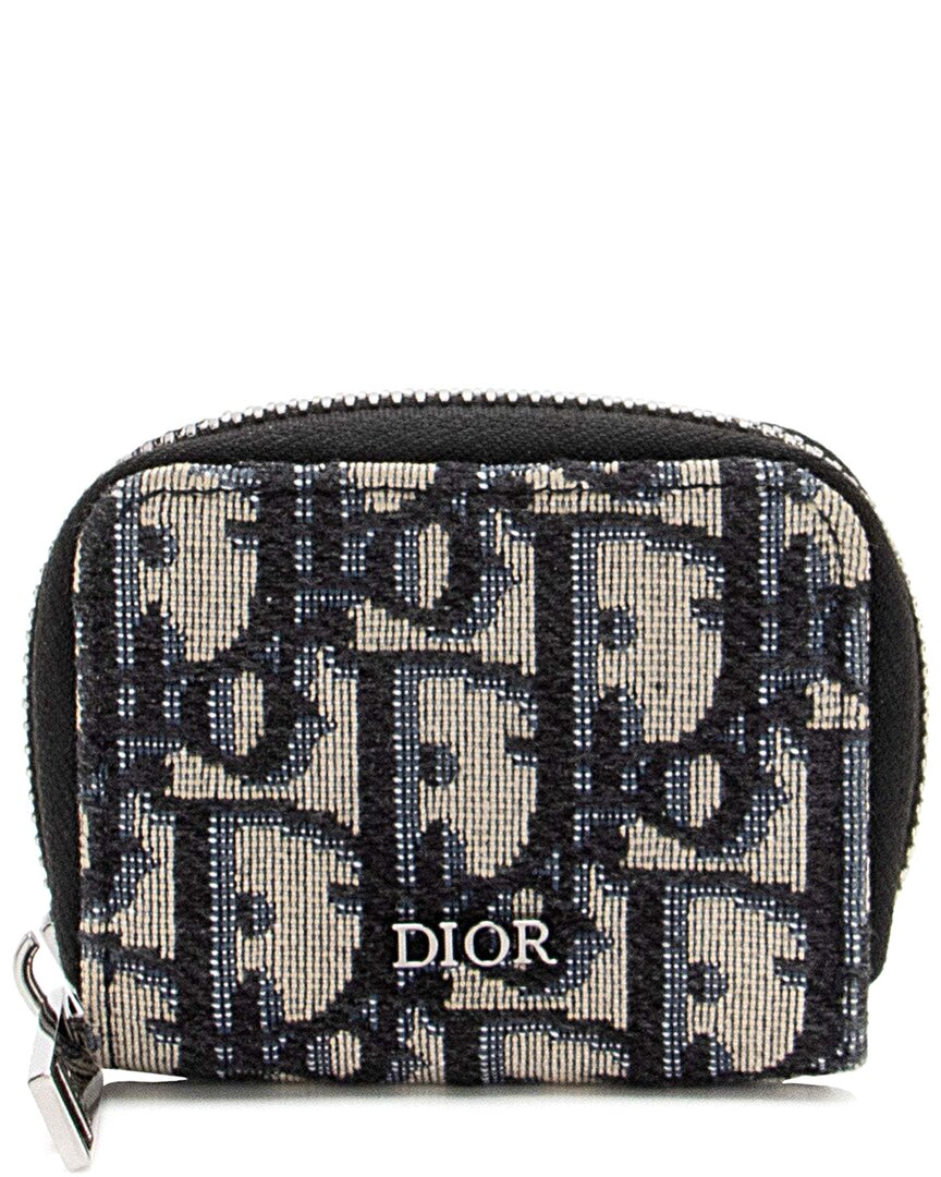 Dior Blue Canvas Oblique Zip Coin Purse (authentic Pre-loved)