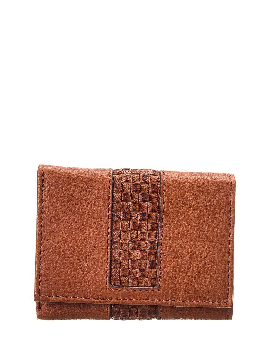 TOMMY BAHAMA WOVEN INLAY TRIFOLD LEATHER WALLET