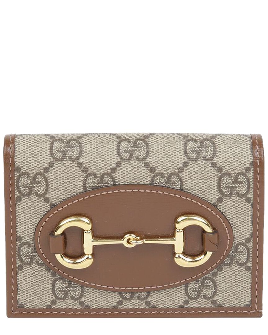 Gucci Brown Canvas Horsebit Card Case Wallet