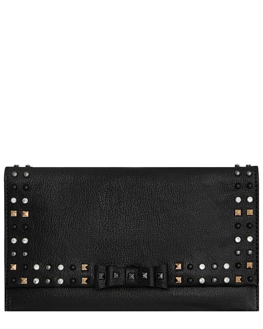 Rebecca Minkoff Bowie Studded Leather Wallet Clutch In Black