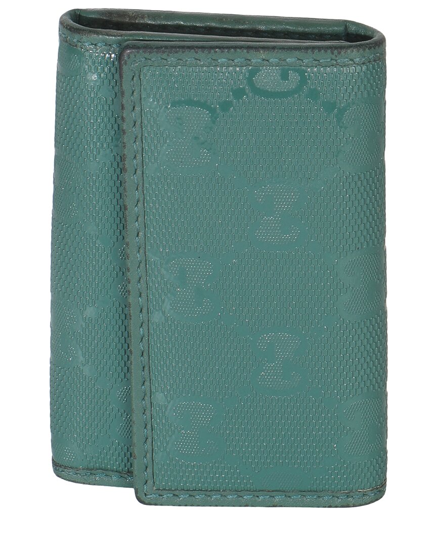 Gucci Green Gg Embossed Leather Key Holder (authentic Pre-loved)